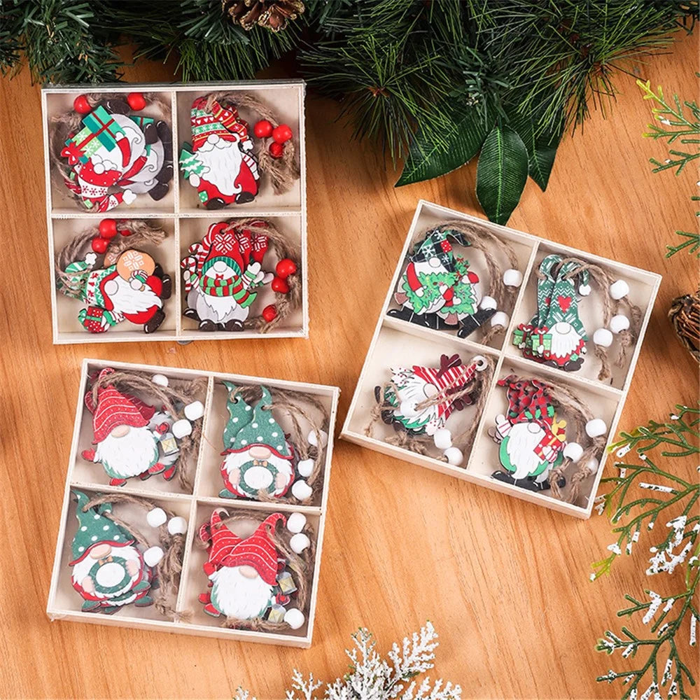 12Pcs Faceless Xmas Gnome Wooden Decoration Christmas Tree Window Wall Hanging Ornament - Style 3 - 4