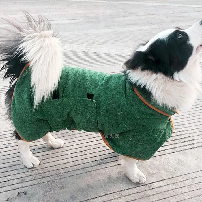 Dog Bath Robe Towel Quick Drying Pet Towel Microfiber Towel Super Absorbent Coat Wrap, Size: M - Green - 6
