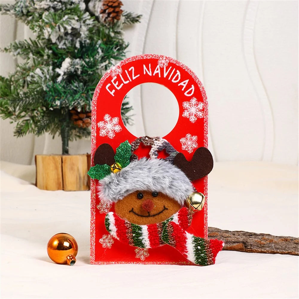 Christmas Door Handle Ornament Xmas Hotel Mall Home Door Handle Hanging Decoration - Reindeer - 2