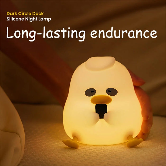 A017 Dark Circle Duck Silicone Night Light Three Brightness Adjustment Bedside Lamp - 5
