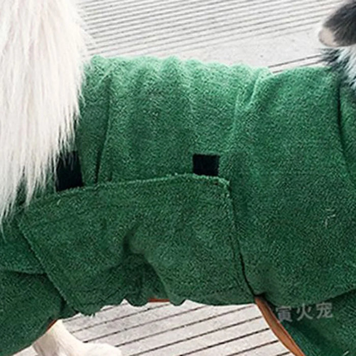 Dog Towel Robe Super Absorbent Microfiber Bathrobe Dog Quick Drying Robe Bath Robe Towel, Size: L - Green - 3