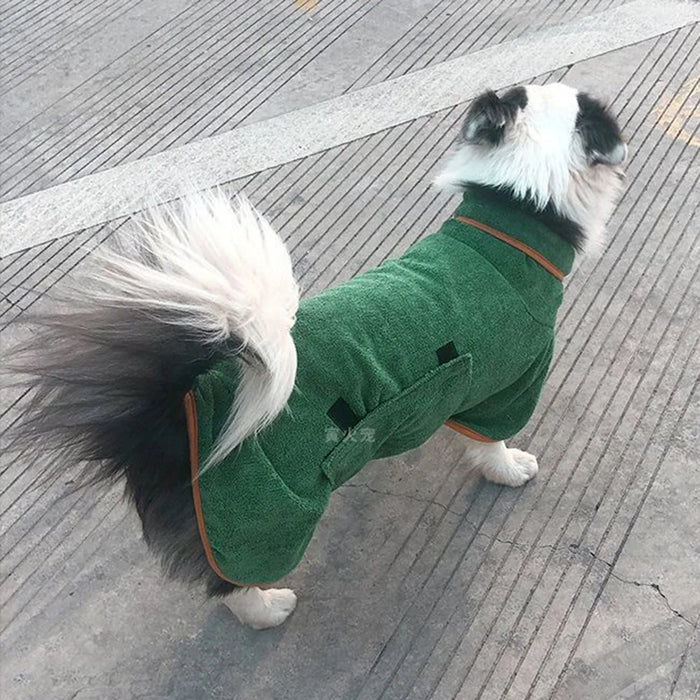 Dog Towel Robe Super Absorbent Microfiber Bathrobe Dog Quick Drying Robe Bath Robe Towel, Size: L - Green - 5