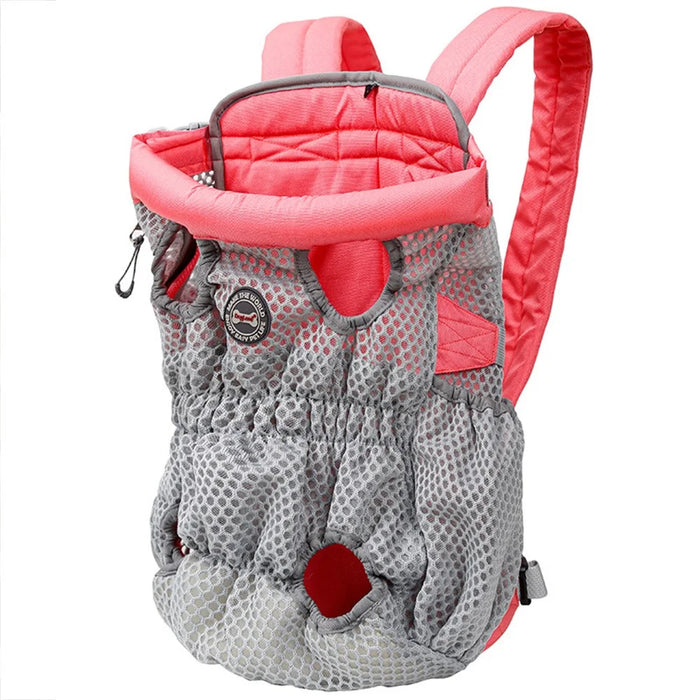DOGLEMI PD30010 Pet Front Chest Backpack Breathable Mesh Dog Cat Shoulder Bag for Outdoor Travel - Pink Grey / M - 1