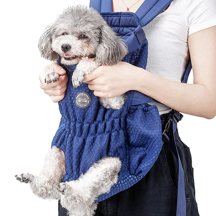 DOGLEMI PD30010 Pet Front Chest Backpack Breathable Mesh Dog Cat Shoulder Bag for Outdoor Travel - Pink Grey / M - 4