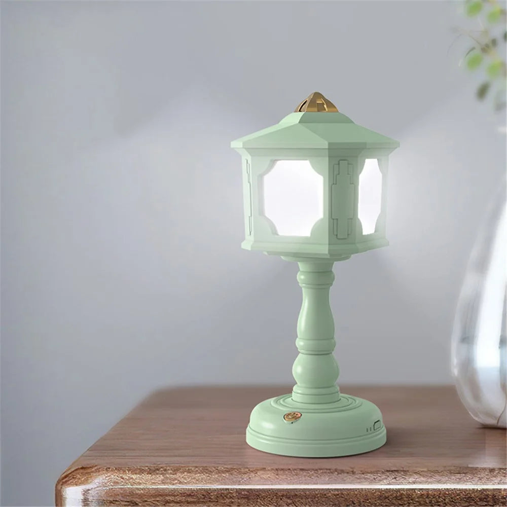 GIVELONG MINI Retro Bedside Dormitory Bedroom LED Desk Lamp Rechargeable Night Light - 321-4 Green - 2