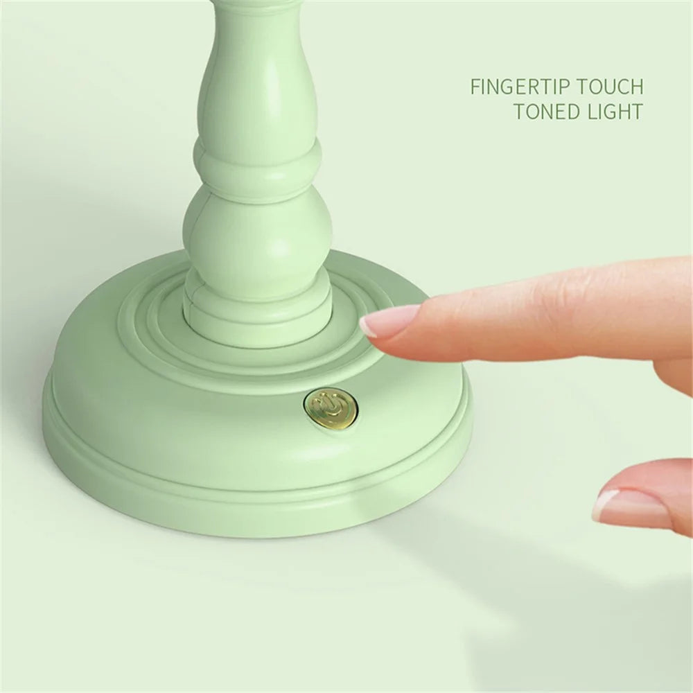 GIVELONG MINI Retro Bedside Dormitory Bedroom LED Desk Lamp Rechargeable Night Light - 321-4 Green - 4