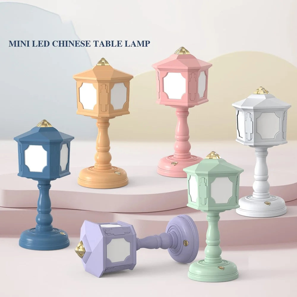 GIVELONG MINI Retro Bedside Dormitory Bedroom LED Desk Lamp Rechargeable Night Light - 321-4 Green - 7
