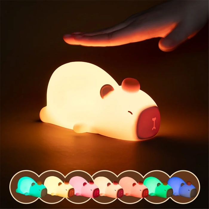 L59 Adorable Capybara Desk Lamp Soft Silicone Color Changing Night Light with Timer - 2