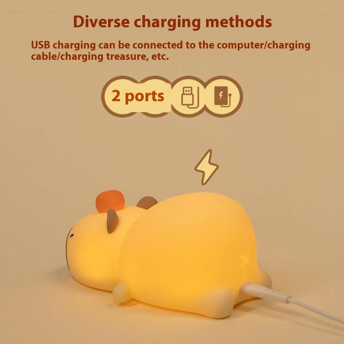 L59 Adorable Capybara Desk Lamp Soft Silicone Color Changing Night Light with Timer - 4