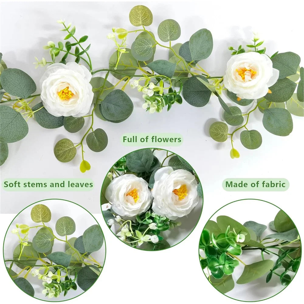 180cm Eucalyptus Vine Flower Artificial Green Plant Realistic Vine Home Decoration - 2