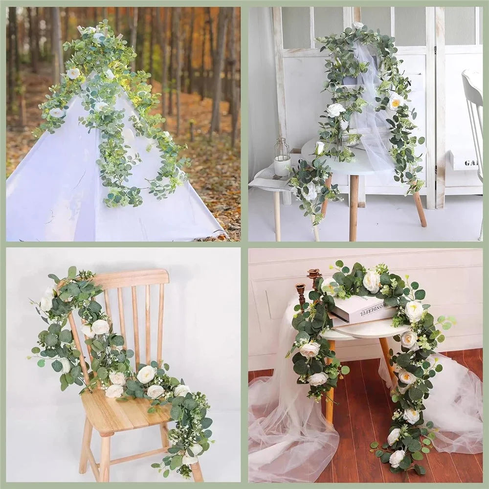 180cm Eucalyptus Vine Flower Artificial Green Plant Realistic Vine Home Decoration - 3
