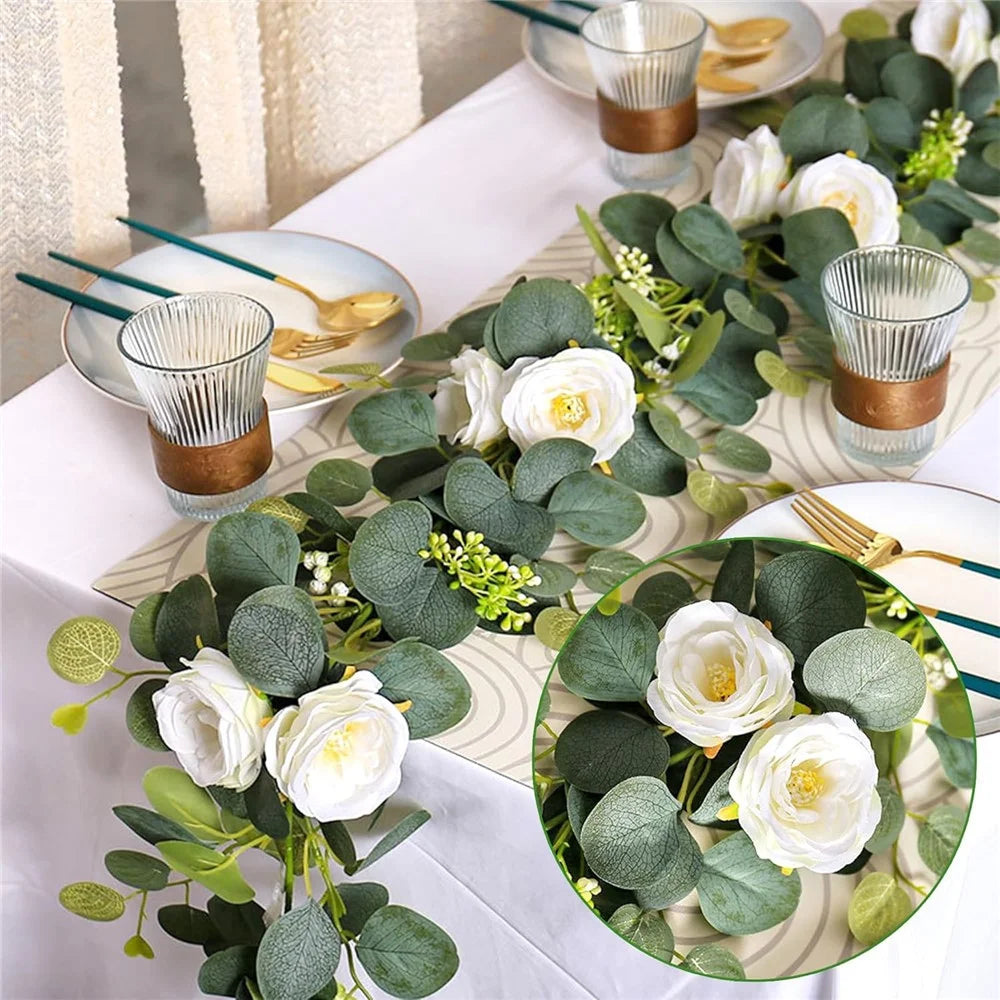 180cm Eucalyptus Vine Flower Artificial Green Plant Realistic Vine Home Decoration - 4