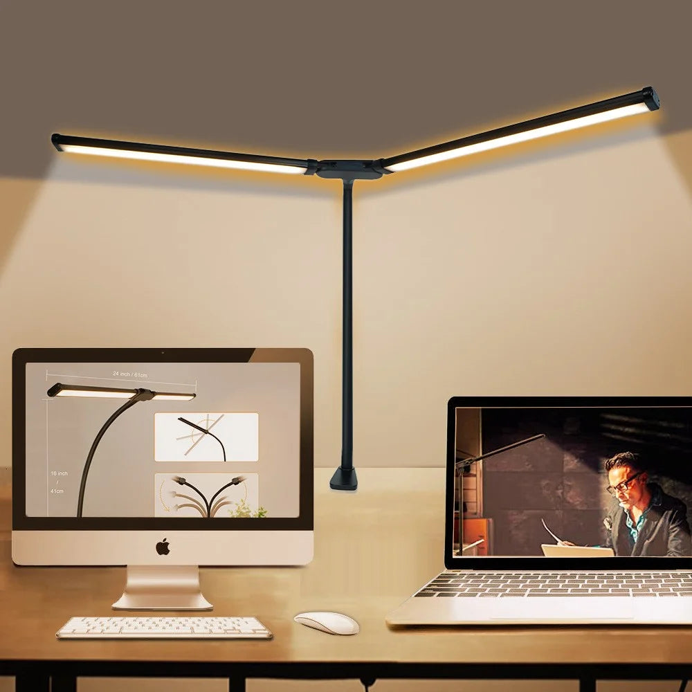USB Powered Dual Head Reading Light Clip-On LED Desk Lamp with Adjustable Gooseneck - 5