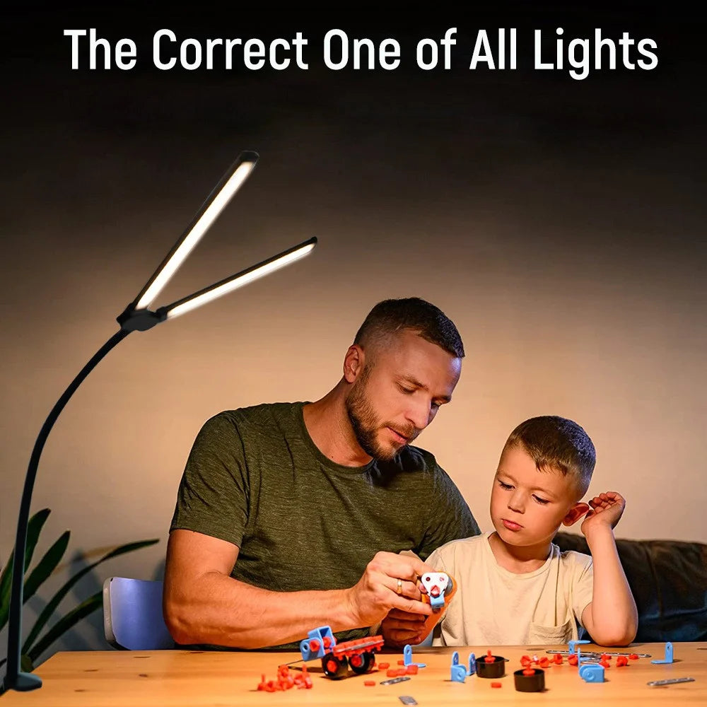 USB Powered Dual Head Reading Light Clip-On LED Desk Lamp with Adjustable Gooseneck - 6