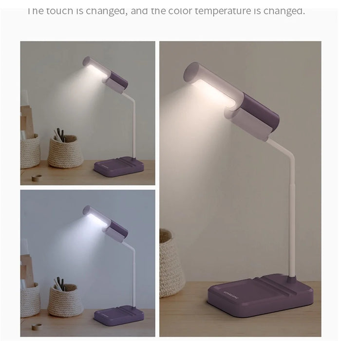 GIVELONG Home Dormitory LED Desk Lamp Rechargeable Eye Protection Night Light - Purple - 6
