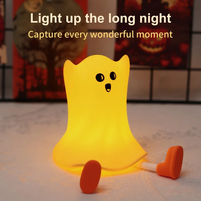 Silicone Night Light Halloween Ghost-Shaped Bedside Touch Lamp for Room Decor - 5