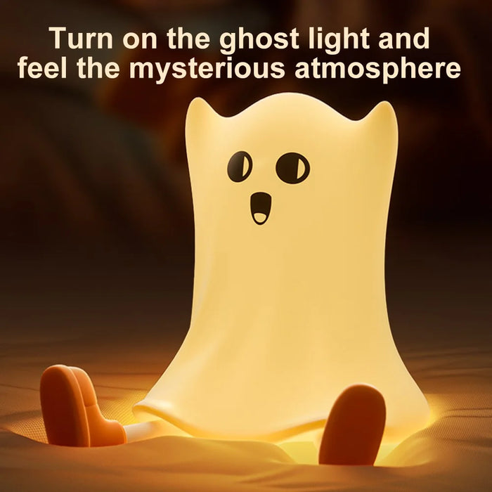 Silicone Night Light Halloween Ghost-Shaped Bedside Touch Lamp for Room Decor - 6