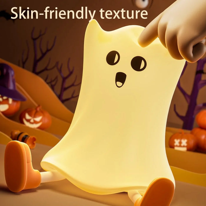 Silicone Night Light Halloween Ghost-Shaped Bedside Touch Lamp for Room Decor - 7