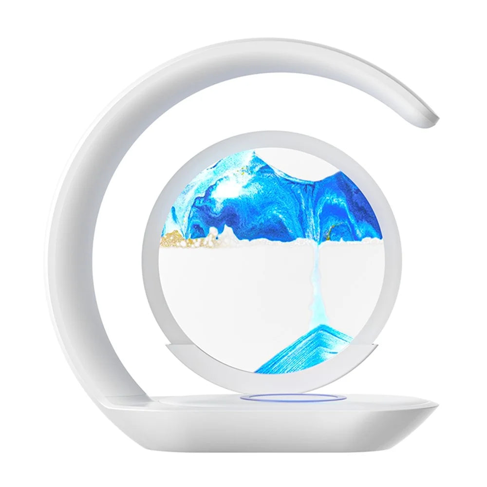 D25 3D Moving Sand Painting Night Light with Wireless Charger Bedside Decoration - Blue - 1