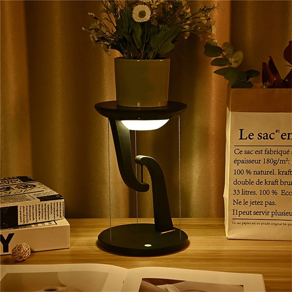 15W Mobile Phone Wireless Charger Suspended Anti-Gravity Desk Lamp Atmosphere Night Light - Black - 3