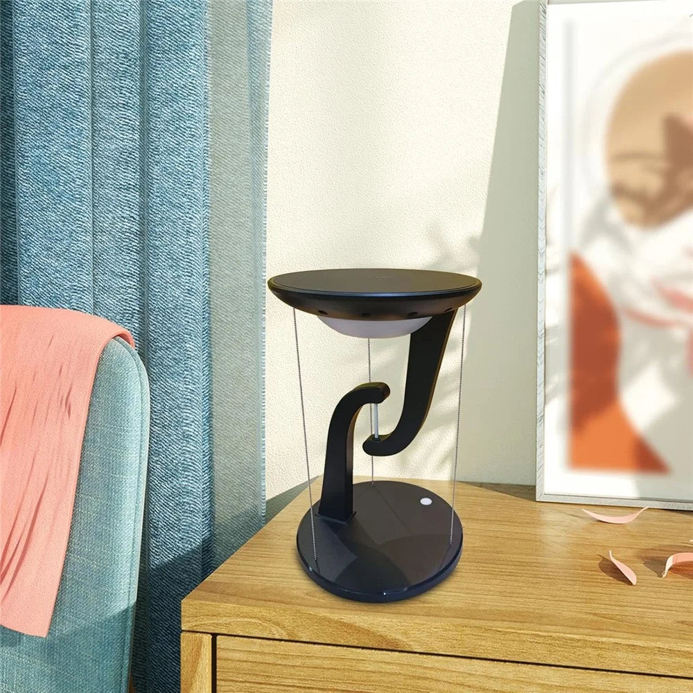 15W Mobile Phone Wireless Charger Suspended Anti-Gravity Desk Lamp Atmosphere Night Light - Black - 5