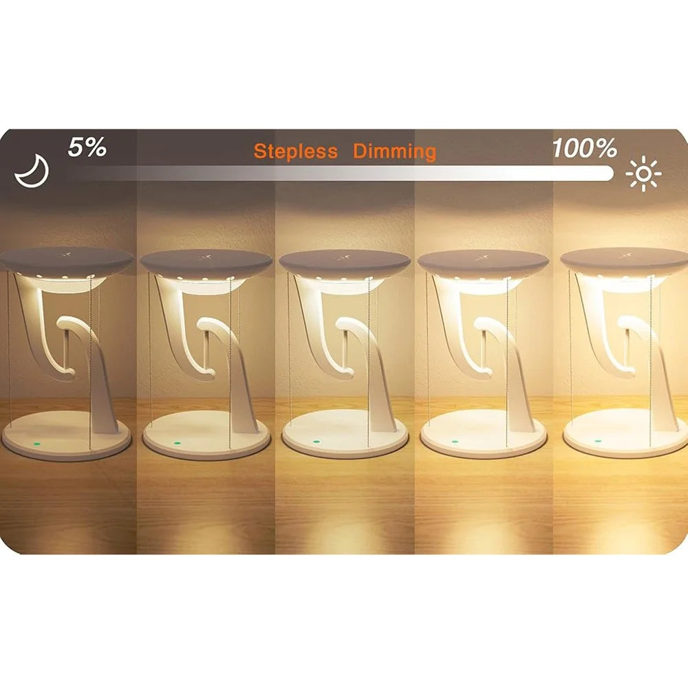 15W Mobile Phone Wireless Charger Suspended Anti-Gravity Desk Lamp Atmosphere Night Light - Black - 7