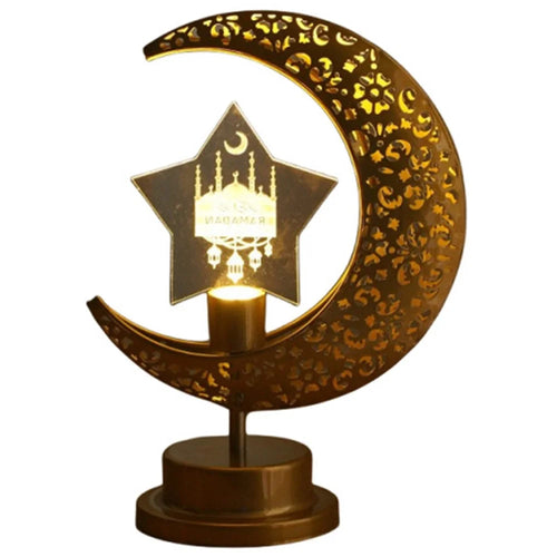 Bedside Lunar Lamp Acrylic+Iron Moon Shaped LED Table Lamp Crescent Night Light for Home Bedroom - Style A - 1
