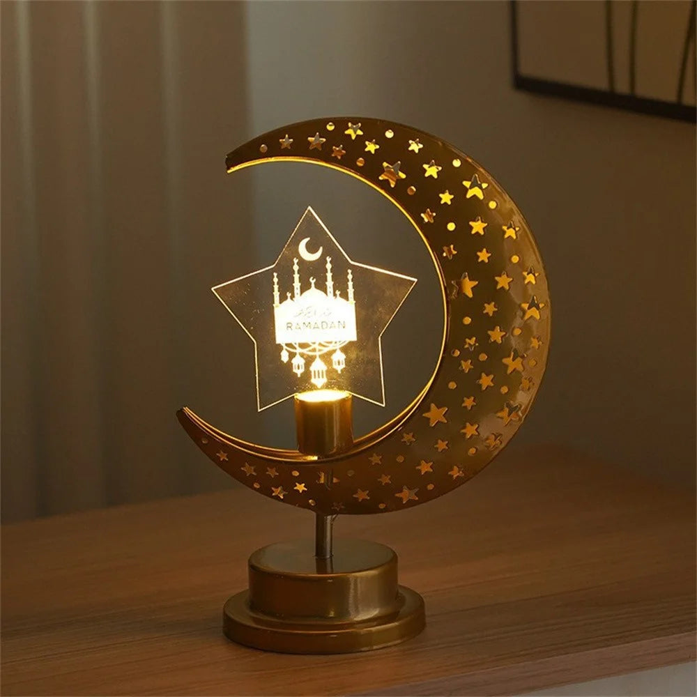 Bedside Lunar Lamp Acrylic+Iron Moon Shaped LED Table Lamp Crescent Night Light for Home Bedroom - Style A - 2