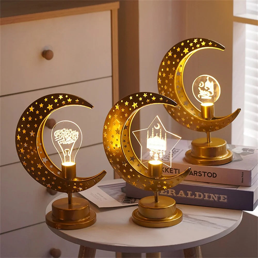 Bedside Lunar Lamp Acrylic+Iron Moon Shaped LED Table Lamp Crescent Night Light for Home Bedroom - Style A - 3