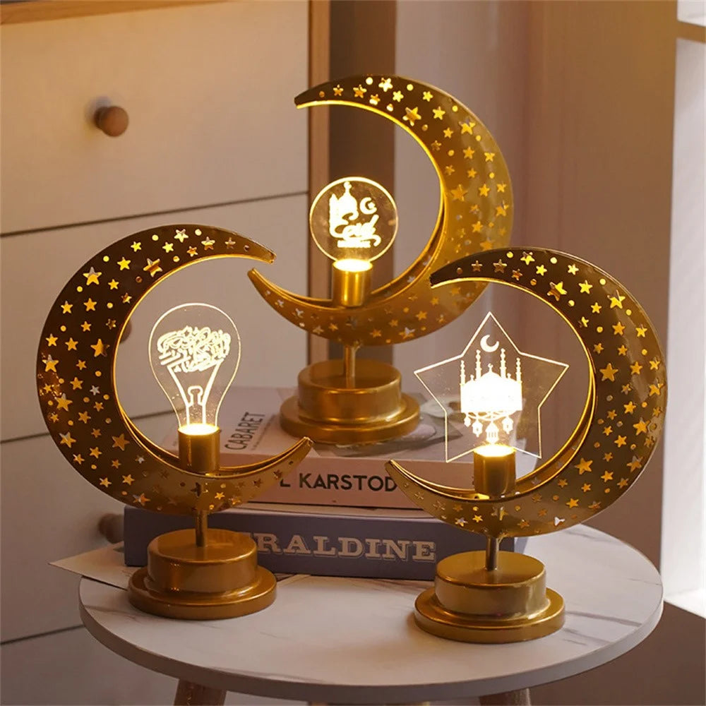 Bedside Lunar Lamp Acrylic+Iron Moon Shaped LED Table Lamp Crescent Night Light for Home Bedroom - Style A - 4
