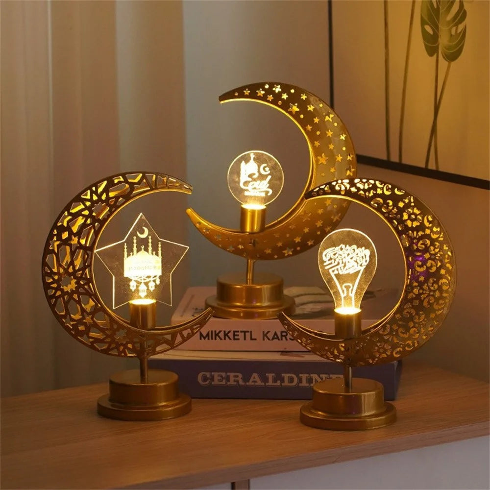 Bedside Lunar Lamp Acrylic+Iron Moon Shaped LED Table Lamp Crescent Night Light for Home Bedroom - Style A - 5