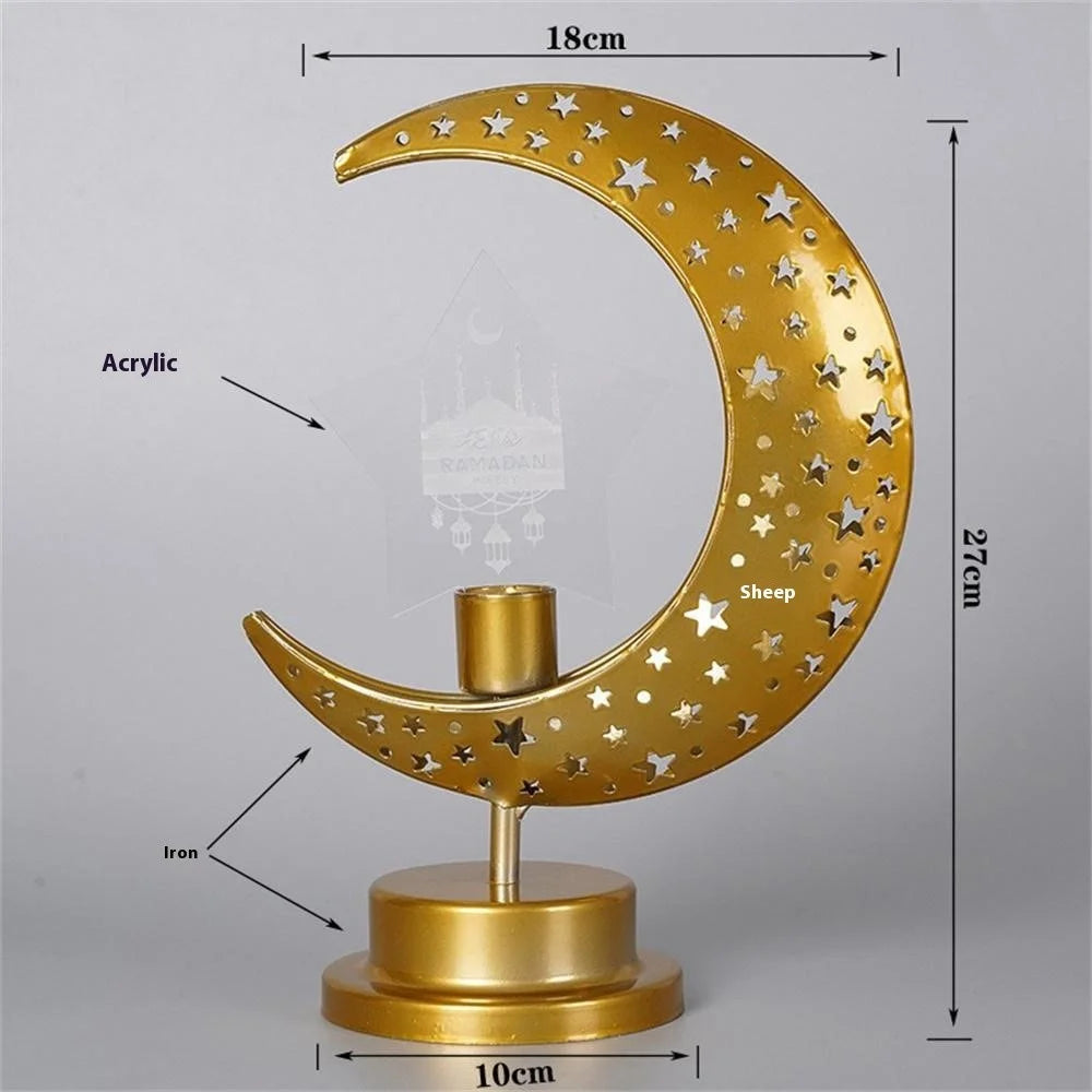 Bedside Lunar Lamp Acrylic+Iron Moon Shaped LED Table Lamp Crescent Night Light for Home Bedroom - Style A - 6