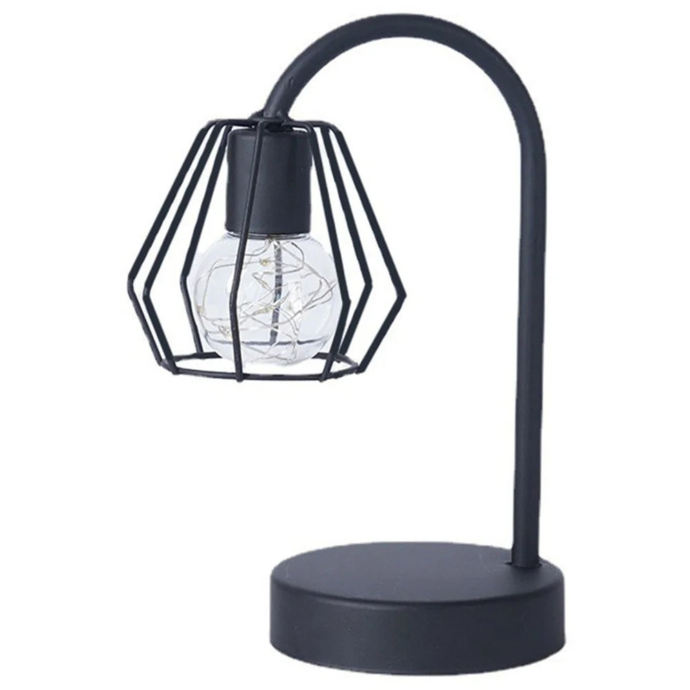 LED Iron Art Shape Lamp Warm Light Home Decoration Ornament Night Light for Bedside - Water Drop / Black - 1