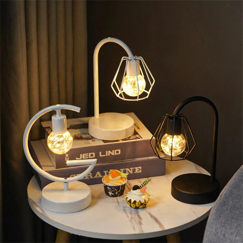 LED Iron Art Shape Lamp Warm Light Home Decoration Ornament Night Light for Bedside - Water Drop / Black - 4