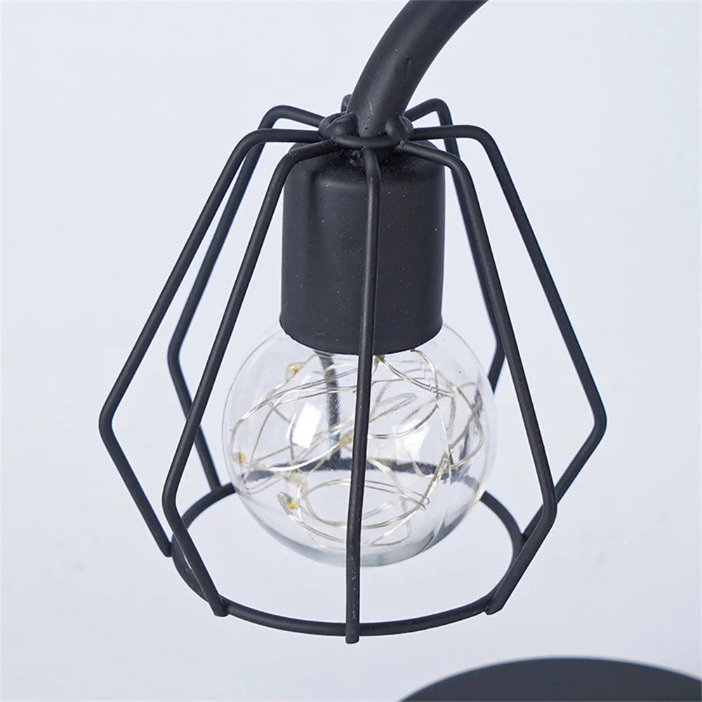 LED Iron Art Shape Lamp Warm Light Home Decoration Ornament Night Light for Bedside - Water Drop / Black - 5