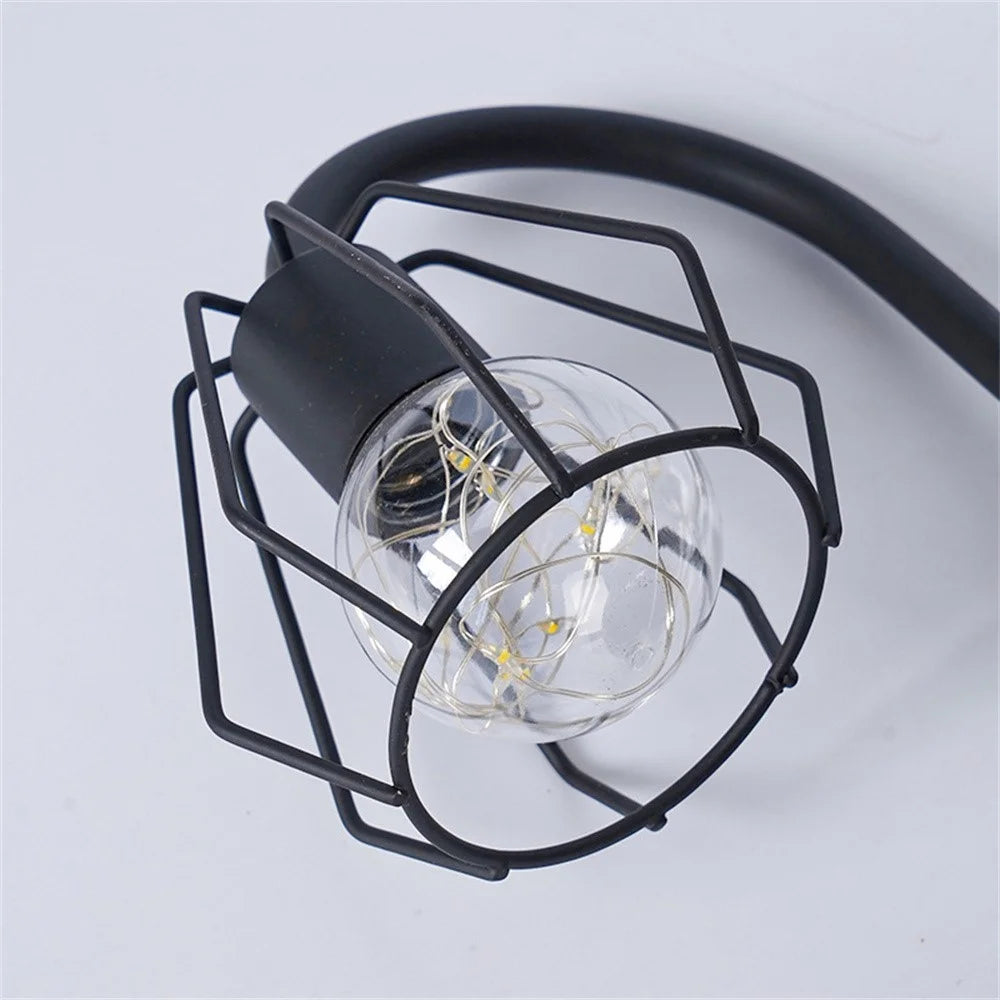 LED Iron Art Shape Lamp Warm Light Home Decoration Ornament Night Light for Bedside - Water Drop / Black - 6