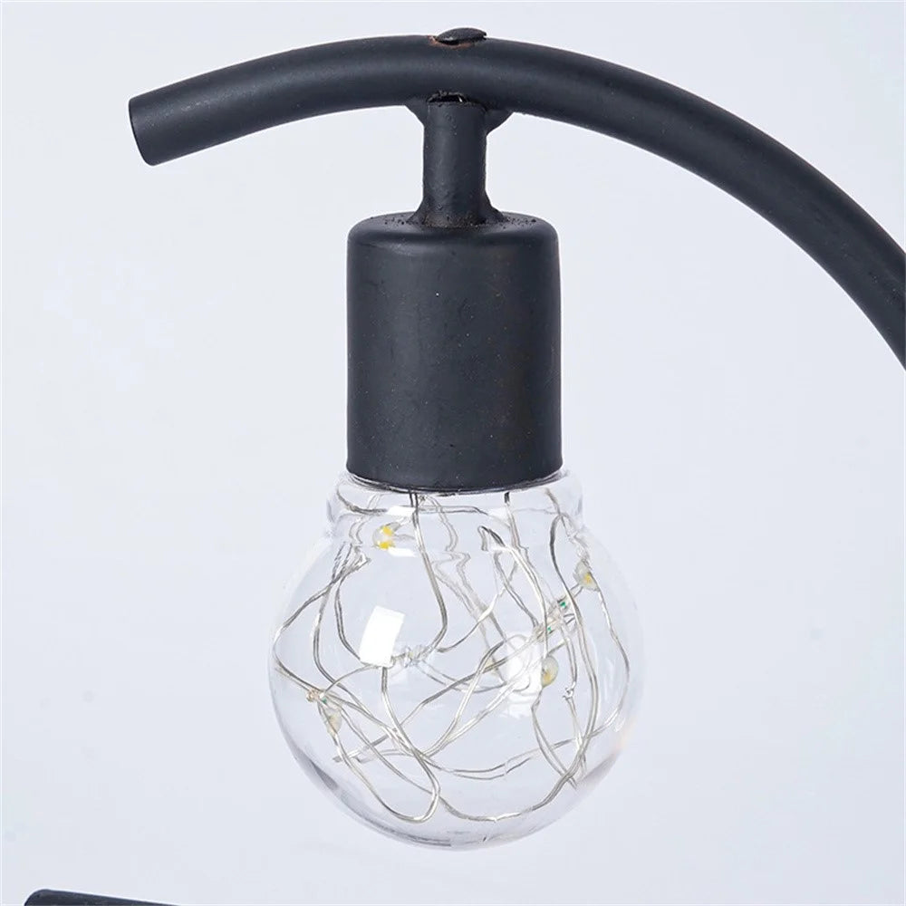 LED Iron Art Shape Lamp Warm Light Home Decoration Ornament Night Light for Bedside - Water Drop / Black - 7