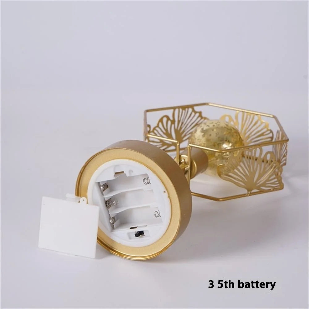 LED Iron Art Shape Lamp White Light Retro Decorative Ornament Night Light for Home Bedside - Heart - 7