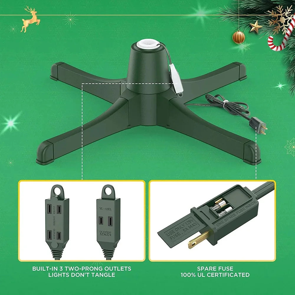Christmas Tree Electric Rotating Base Plastic Christmas Tree 360-Degree Rotating Stand - EU Plug - 6