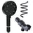 Water Saving 10 Modes Handheld Filter Shower Head with Stainless Steel Hose + Bracket, Matte Black - 1
