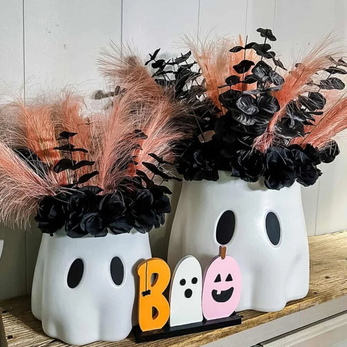 20cm Creative Spooky Halloween Ghost Bucket Decor Vase Planter for Home Office - 2