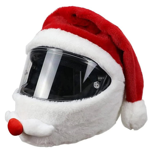 Motorcycle Helmet Christmas Hat Outdoor Funny Santa Claus Motorcycle Helmet Plush Cover - 1