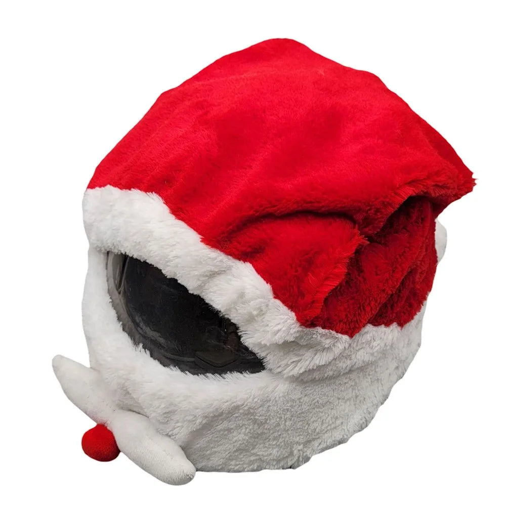 Motorcycle Helmet Christmas Hat Outdoor Funny Santa Claus Motorcycle Helmet Plush Cover - 2