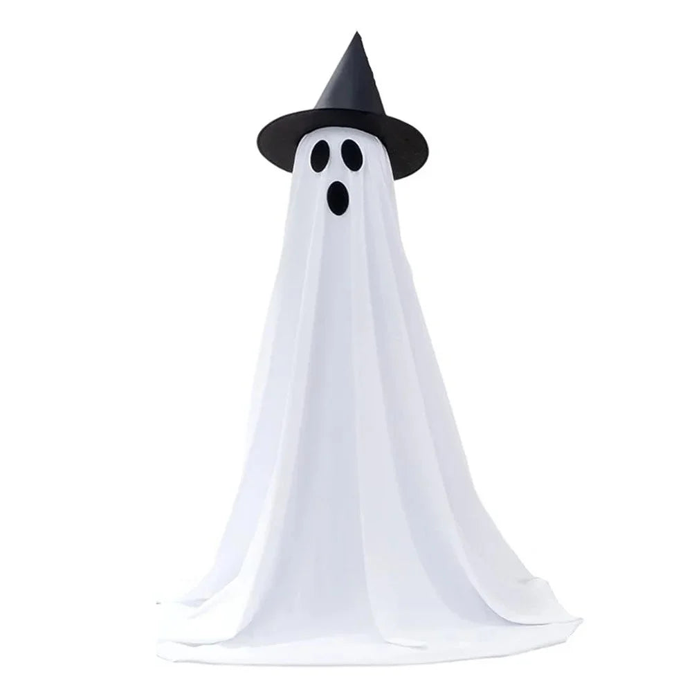 Halloween Outdoor Ghost Decoration with String Lights, Adjustable Height for Front Door, Porch, and Yard - 1
