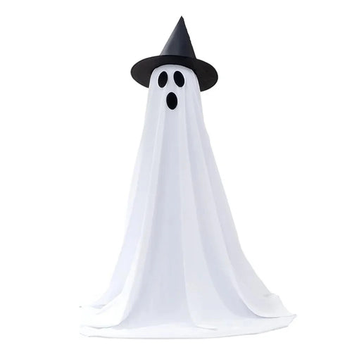 Halloween Outdoor Ghost Decoration with String Lights, Adjustable Height for Front Door, Porch, and Yard - 1