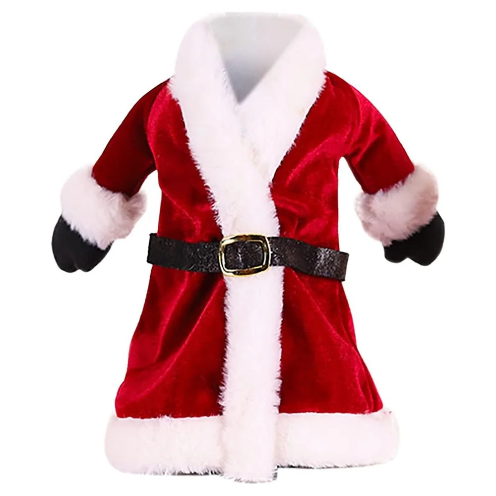 Velvet Wine Bottle Cover Santa Red Wine Bottle Sweater Cover with Belt Set for Christmas Party - Coat - 2