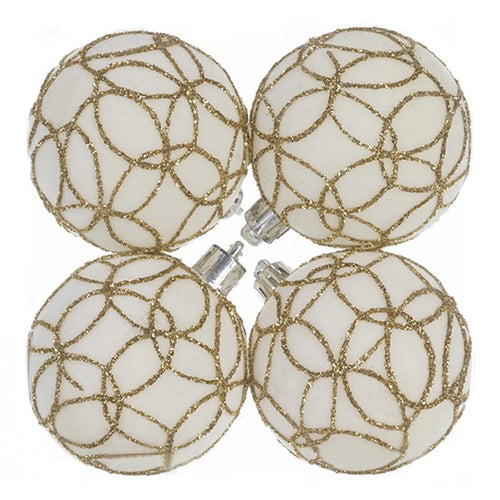 4PCS Christmas Decorations Flocking Electroplated Plastic Balls 6cm Christmas Tree Pendant Christmas Ball Set - Style A - 1