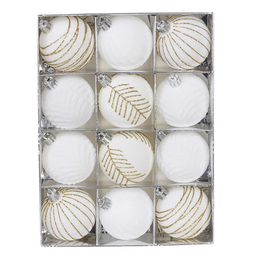 12PCS Christmas Decorations 6cm Boxed Electroplated Flocked Christmas Ball Set Christmas Tree Pendants - 1