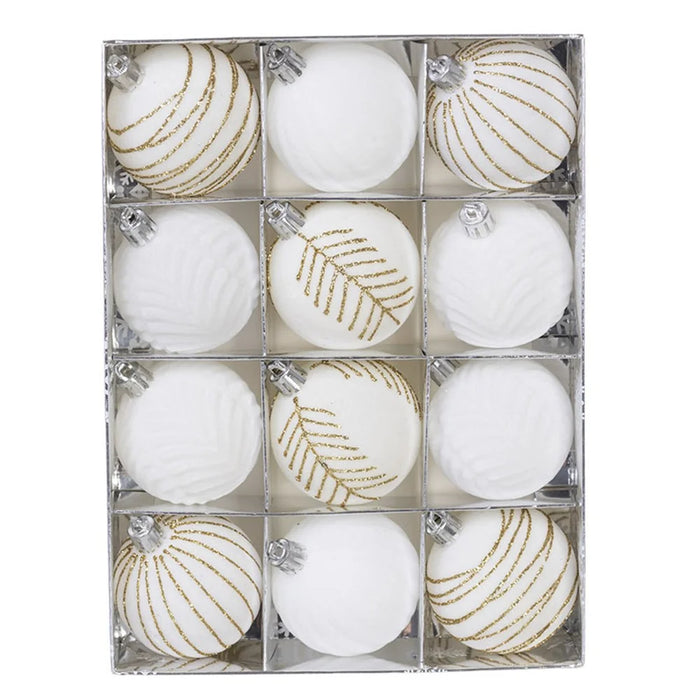 12PCS Christmas Decorations 6cm Boxed Electroplated Flocked Christmas Ball Set Christmas Tree Pendants - 1