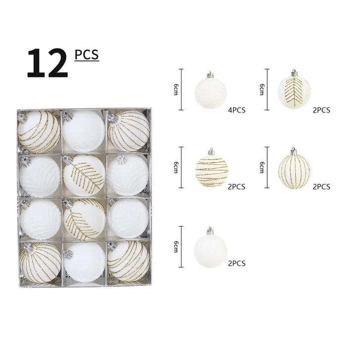 12PCS Christmas Decorations 6cm Boxed Electroplated Flocked Christmas Ball Set Christmas Tree Pendants - 2